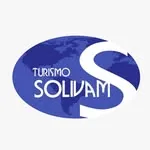 Logotipo da Solivam Turismo: um globo azul com um S branco e o nome Turismo Solivam.